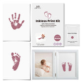 3 Pack Inkless Baby Hand & Footprint Kit with White Folding Dual Frame | Photo & Print Newborn Keepsake Gift