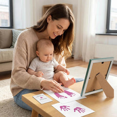 3 Pack Inkless Baby Hand & Footprint + Pet Paw Print Kit with White Simple Frame | Pink Keepsake Gift