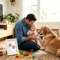 3 Pack Inkless Baby Hand & Footprint + Pet Paw Print Kit with White Beaded Frame | Bronze Keepsake Gift