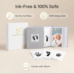 Baby Inkless Milestone Cards 15 Pack – Hand & Footprint Kit with White Gift Box & Photo Album | Newborn Keepsake Gift Set