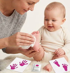 3 Pack Inkless Baby Hand & Footprint + Pet Paw Print Kit with White Simple Frame | Pink Keepsake Gift