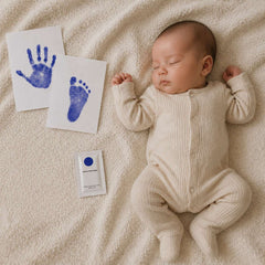 3 Pack Inkless Baby Hand & Footprint Kit with White Folding Dual Frame | Photo & Print Newborn Keepsake Gift (Blue)
