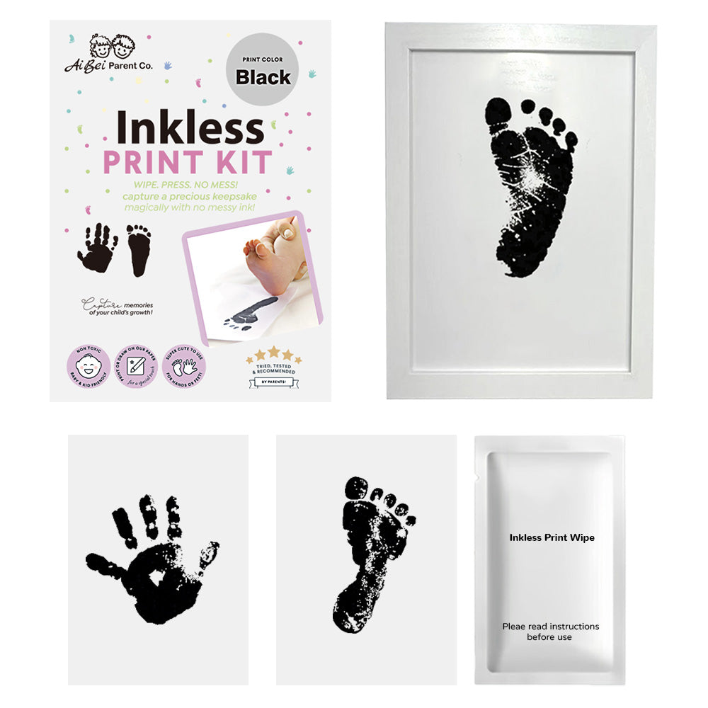 3 Pack Inkless Baby Hand & Footprint Kit with Minimalist White Display Frame | Newborn Keepsake & Baby Shower Gift