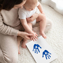3 Pack Inkless Baby Hand & Footprint Kit with White Folding Dual Frame | Photo & Print Newborn Keepsake Gift (Blue)