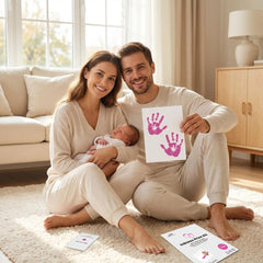 3 Pack Inkless Baby Hand & Footprint + Pet Paw Print Kit with White Simple Frame | Pink Keepsake Gift