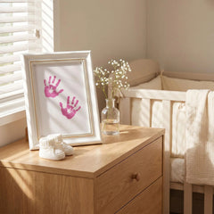 3 Pack Inkless Baby Hand & Footprint + Pet Paw Print Kit with White Beaded Frame | Pink Keepsake Gift