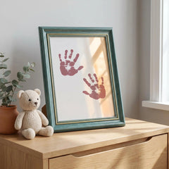 3 Pack Inkless Baby Hand & Footprint + Pet Paw Print Kit with Green Ornate Frame | Bronze Keepsake Gift