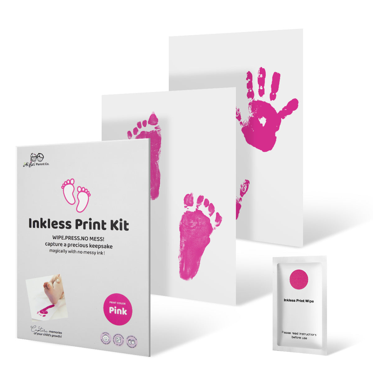 2 Pack Inkless Baby Hand & Footprint Kit – Pink Print Color | Newborn Keepsake & Baby Shower Gift