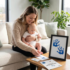 3 Pack Inkless Baby Hand & Footprint + Pet Paw Print Kit with Black Minimalist Frame | Blue Keepsake Gift