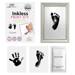 3 Pack Inkless Baby Hand & Footprint Kit with Silver Display Frame | Newborn Keepsake & Baby Shower Gift