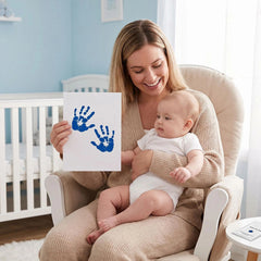 3 Pack Inkless Baby Hand & Footprint Kit with White Folding Dual Frame | Photo & Print Newborn Keepsake Gift (Blue)