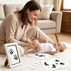 3 Pack Inkless Baby Hand & Footprint + Pet Paw Print Kit with Display Frame | Newborn & Pet Keepsake Gift