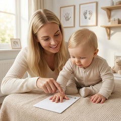 Baby Inkless Milestone Cards 15 Pack – Hand & Footprint Kit with White Gift Box & Photo Album | Newborn Keepsake Gift Set