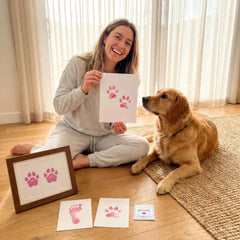 3 Pack Inkless Baby Hand & Footprint + Pet Paw Print Kit with White Simple Frame | Pink Keepsake Gift