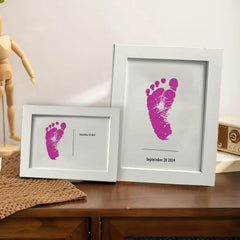 3 Pack Inkless Baby Hand & Footprint + Pet Paw Print Kit with White Simple Frame | Pink Keepsake Gift