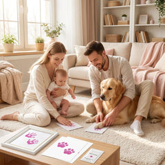 3 Pack Inkless Baby Hand & Footprint + Pet Paw Print Kit with White Simple Frame | Pink Keepsake Gift