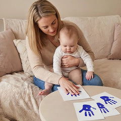 3 Pack Inkless Baby Hand & Footprint Kit with White Folding Dual Frame | Photo & Print Newborn Keepsake Gift (Blue)