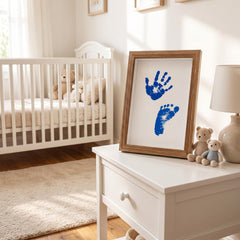 3 Pack Inkless Baby Hand & Footprint + Pet Paw Print Kit with Natural Wide-Edge Wood Frame | Blue Keepsake Gift