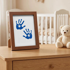 3 Pack Inkless Baby Hand & Footprint + Pet Paw Print Kit with Dark Walnut Frame | Blue Keepsake Gift