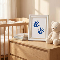 3 Pack Inkless Baby Hand & Footprint + Pet Paw Print Kit with White Beaded Frame | Blue Keepsake Gift