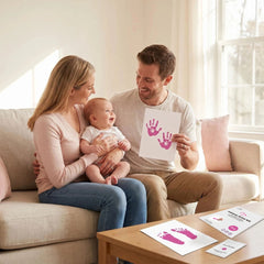 3 Pack Inkless Baby Hand & Footprint + Pet Paw Print Kit with White Simple Frame | Pink Keepsake Gift