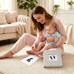 Baby Inkless Milestone Cards 15 Pack – Hand & Footprint Kit with White Gift Box & Photo Album | Newborn Keepsake Gift Set