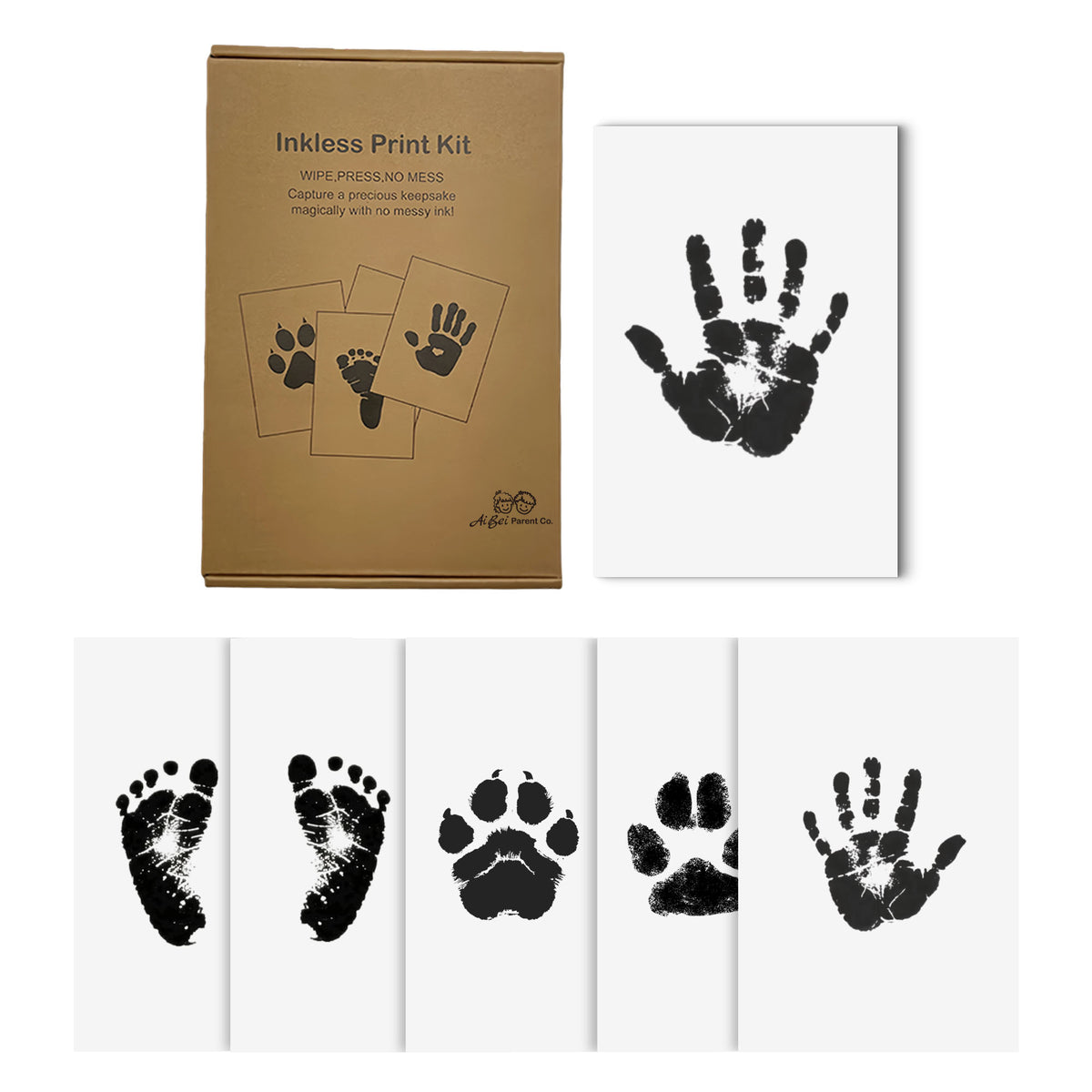 Inkless Baby Hand & Footprint Kit | Milestone Cards, Keepsake Book & Baby Shower Gift Set (6 Pack)