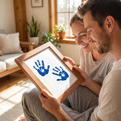 3 Pack Inkless Baby Hand & Footprint + Pet Paw Print Kit with Dark Walnut Frame | Blue Keepsake Gift