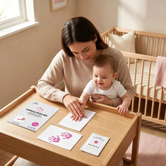 3 Pack Inkless Baby Hand & Footprint + Pet Paw Print Kit with White Simple Frame | Pink Keepsake Gift