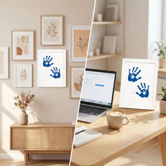3 Pack Inkless Baby Hand & Footprint + Pet Paw Print Kit with White Simple Frame | Blue Keepsake Gift