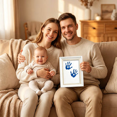 3 Pack Inkless Baby Hand & Footprint + Pet Paw Print Kit with White Beaded Frame | Blue Keepsake Gift