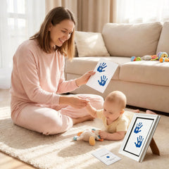 3 Pack Inkless Baby Hand & Footprint + Pet Paw Print Kit with White Frame & Black Mat | Blue Keepsake Gift