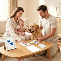 3 Pack Inkless Baby Hand & Footprint Kit with White Folding Dual Frame | Photo & Print Newborn Keepsake Gift (Blue)